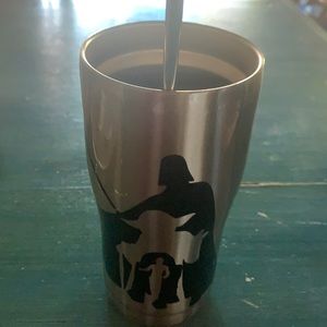 Cup whit stickers hand decorating